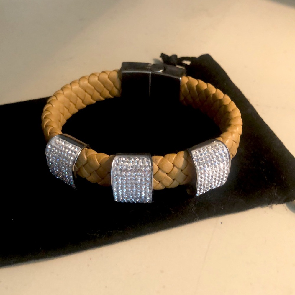 Leather and Crystal Bracelet